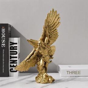 DESHINTKE Golden Eagle Resin Ornaments Statue, Golden Eagle Sculpture Modern Home Office Figurine Decor Desktop Decoration (Golden 1)