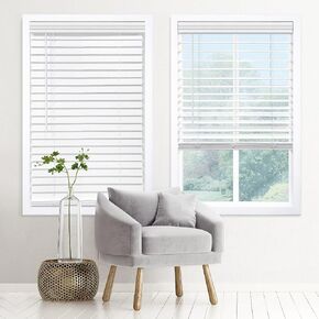 DEZ FURNISHINGS Cordless 2" Signature Faux Wood Blind, 28.5" W x 48" H, Snow White