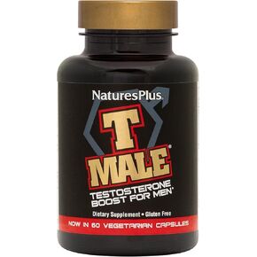 NaturesPlus T Male - 60 Vegetarian Capsules - Promotes Muscle Gain & Stamina, Mood Enhancer - Gluten Free - 30 Total Servings
