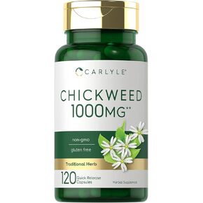 Carlyle Chickweed Capsules | 1,000mg | 120 Count | Non-GMO, Gluten Free Extract | Herbal Supplement