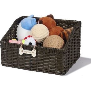 Dog Toy Basket,Durable Dog Toy Bin Storage Basket,Cat and Puppy Toy Bin Organizer for Pet Toys, Blankets, Clothes and Food,Dog Toy Organizer Holder Boxes for Living Room (Rectangular-15*12*7) in Kuwait