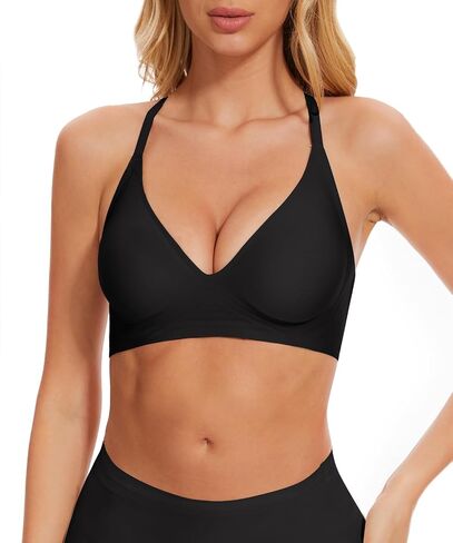 Jenbou Women's Low Back Bra Wirefree Seamless Bras Push Up Backless Bralette Multiway Convertible V Neck Straps Bra in Saudi Arabia