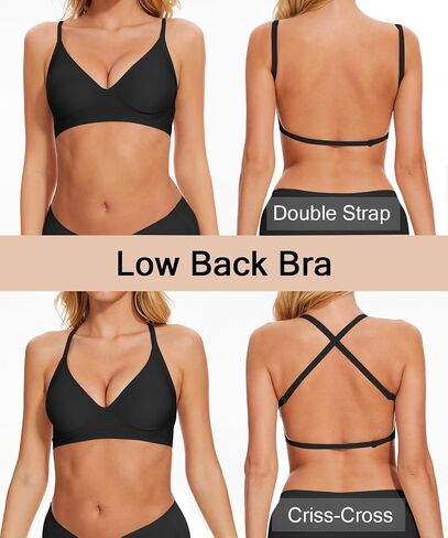 Jenbou Women's Low Back Bra Wirefree Seamless Bras Push Up Backless Bralette Multiway Convertible V Neck Straps Bra in Saudi Arabia