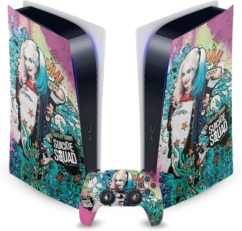 Head Case Designs Officially Licensed Suicide Squad 2016 Harley Quinn Costume Graphics Vinyl Faceplate Gaming Skin Decal Compatible With Sony PlayStation 5 PS5 Digital Console and DualSense Controller in Saudi Arabia