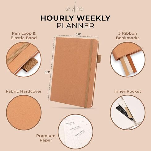 Skyline Hourly Weekly Planner – Undated Agenda & Daily Appointment Book – Time Blocking Notebook for Business Entrepreneurs, A5 (Sandstone) in Saudi Arabia