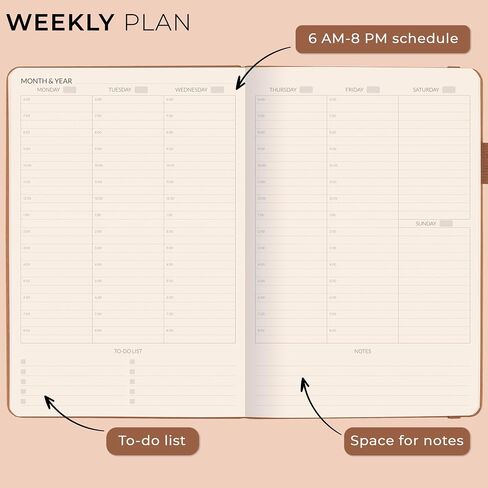 Skyline Hourly Weekly Planner – Undated Agenda & Daily Appointment Book – Time Blocking Notebook for Business Entrepreneurs, A5 (Sandstone) in Saudi Arabia