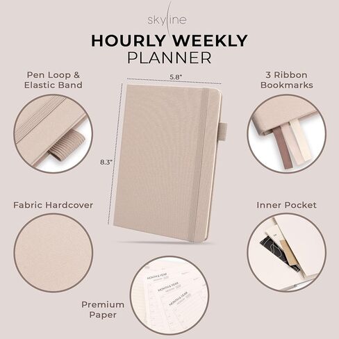 Skyline Hourly Weekly Planner – Undated Agenda & Daily Appointment Book – Time Blocking Notebook for Business Entrepreneurs, A5 (Sandstone) in Saudi Arabia
