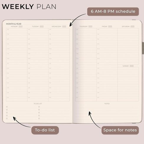 Skyline Hourly Weekly Planner – Undated Agenda & Daily Appointment Book – Time Blocking Notebook for Business Entrepreneurs, A5 (Sandstone) in Saudi Arabia