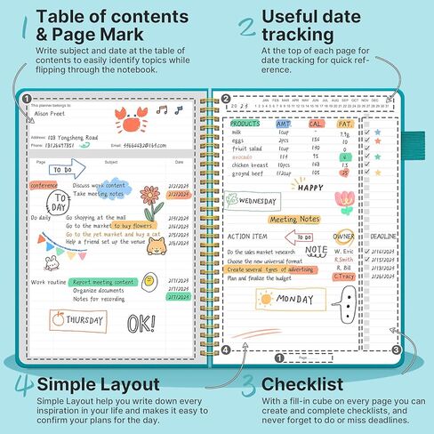 Regolden-Book To Do List دفتر ملاحظات بغلاف صلب، مخطط قائمة المهام لتنظيم مهامك اليومية، مجلة قائمة مرجعية يومية للعمل، لوازم مكتبية للرجال/النساء، جيب، حلقة قلم، 160 صفحة (6 بوصة × 8.5 بوصة) in Kuwait