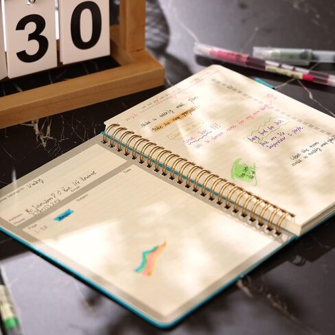 Regolden-Book To Do List دفتر ملاحظات بغلاف صلب، مخطط قائمة المهام لتنظيم مهامك اليومية، مجلة قائمة مرجعية يومية للعمل، لوازم مكتبية للرجال/النساء، جيب، حلقة قلم، 160 صفحة (6 بوصة × 8.5 بوصة) in Kuwait