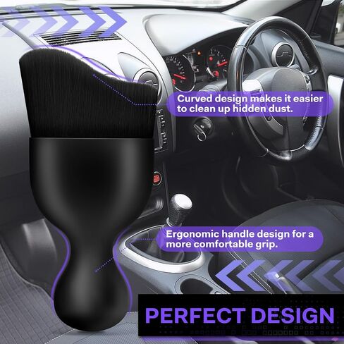 Car Interior Detailing Brush - Car Interior Cleaning Brush Duster with Soft Bristles, Car Interior Cleaning Tool for Dashboard, Air Conditioner Vents, Computer (Black 2 Pack) in Saudi Arabia