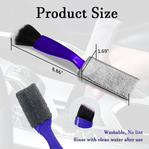 فرشاة رأس مزدوجة لتنظيف السيارة من أسوبها، فرشاة ناعمة لتفصيل السيارة، فرشاة شقوق داخلية مزدوجة الرأس، لوازم تنظيف السيارات العالمية لتنظيف معظم لوحة عدادات السيارة، وفتحة تهوية، وشاشة in Kuwait