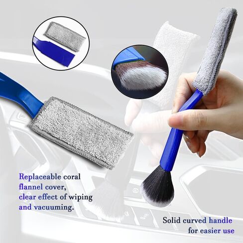 فرشاة رأس مزدوجة لتنظيف السيارة من أسوبها، فرشاة ناعمة لتفصيل السيارة، فرشاة شقوق داخلية مزدوجة الرأس، لوازم تنظيف السيارات العالمية لتنظيف معظم لوحة عدادات السيارة، وفتحة تهوية، وشاشة in Kuwait