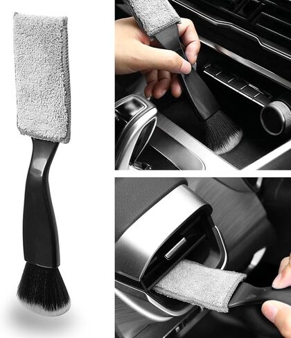 ASUBHA Double Head Brush for Car Clean, Soft Car Detailing Brush, Car Interior Double Head Crevice Brush Universal Car Cleaning Supplies for Cleaning Most Car Dashboard, Air Vent, Screen in Saudi Arabia