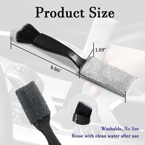 ASUBHA Double Head Brush for Car Clean, Soft Car Detailing Brush, Car Interior Double Head Crevice Brush Universal Car Cleaning Supplies for Cleaning Most Car Dashboard, Air Vent, Screen in Saudi Arabia