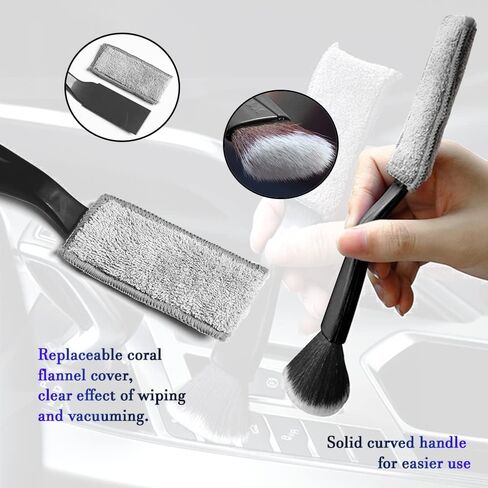 ASUBHA Double Head Brush for Car Clean, Soft Car Detailing Brush, Car Interior Double Head Crevice Brush Universal Car Cleaning Supplies for Cleaning Most Car Dashboard, Air Vent, Screen in Saudi Arabia