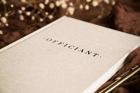 Wedding Officiant Book - Modern Minimalist Black Hardcover Gold Embossed Notebook Journal Gift for Pastor Ministers Sermon Wedding Ceremony, 32 Pages, 180gsm Thick Lined Paper, 5.25 x 8.25" (Design 1) in Saudi Arabia