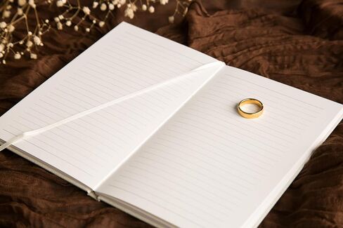 Wedding Officiant Book - Modern Minimalist Black Hardcover Gold Embossed Notebook Journal Gift for Pastor Ministers Sermon Wedding Ceremony, 32 Pages, 180gsm Thick Lined Paper, 5.25 x 8.25" (Design 1) in Saudi Arabia