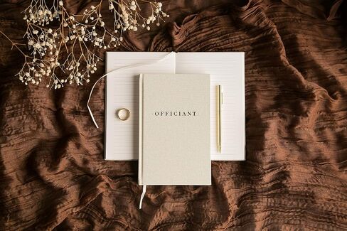 Wedding Officiant Book - Modern Minimalist Black Hardcover Gold Embossed Notebook Journal Gift for Pastor Ministers Sermon Wedding Ceremony, 32 Pages, 180gsm Thick Lined Paper, 5.25 x 8.25" (Design 1) in Saudi Arabia