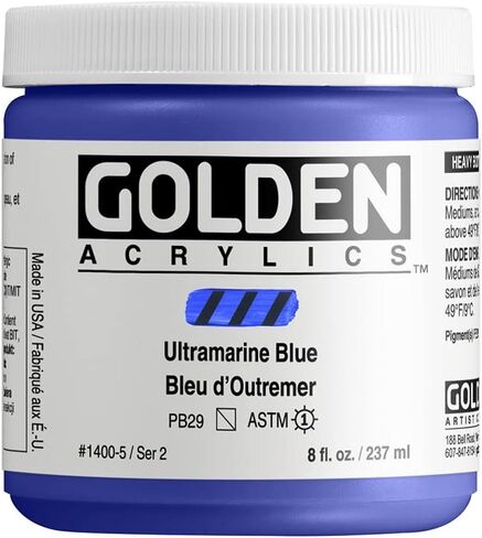 Heavy Body Acrylics by GOLDEN, Ultramarine Blue, 16 oz. jar, Professional Acrylic Paint, Semi-Transparent in Saudi Arabia