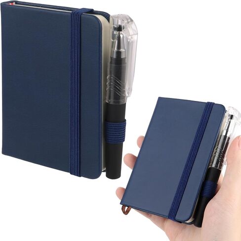 YUXIANLB Pocket Notebook Journal Black A7 Hardcover Mini Notebook With Pen 100 Sheets Thick Lined Paper Writing Note Book Small Leather Cover Notepad for Note Taking Men Women Author (Navy Blue) in Saudi Arabia