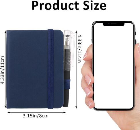 YUXIANLB Pocket Notebook Journal Black A7 Hardcover Mini Notebook With Pen 100 Sheets Thick Lined Paper Writing Note Book Small Leather Cover Notepad for Note Taking Men Women Author (Navy Blue) in Saudi Arabia