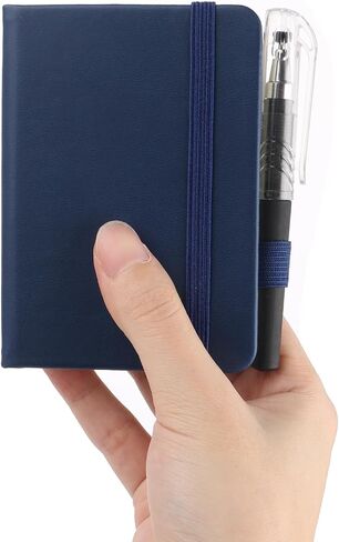YUXIANLB Pocket Notebook Journal Black A7 Hardcover Mini Notebook With Pen 100 Sheets Thick Lined Paper Writing Note Book Small Leather Cover Notepad for Note Taking Men Women Author (Navy Blue) in Saudi Arabia