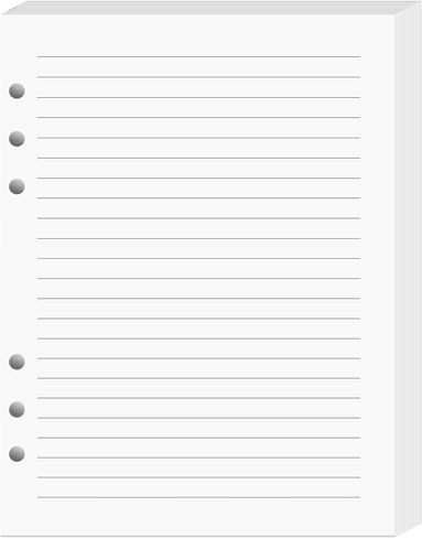 100 Sheets Lined Refill Paper, White Loose Leaf Paper 6 Holes for A5 Planner Inserts 6-Ring Binders School Office 5.6" x 8.2" 80gsm in Saudi Arabia