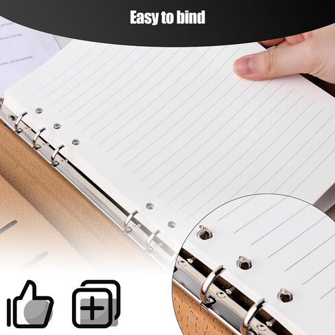 100 Sheets Lined Refill Paper, White Loose Leaf Paper 6 Holes for A5 Planner Inserts 6-Ring Binders School Office 5.6" x 8.2" 80gsm in Saudi Arabia