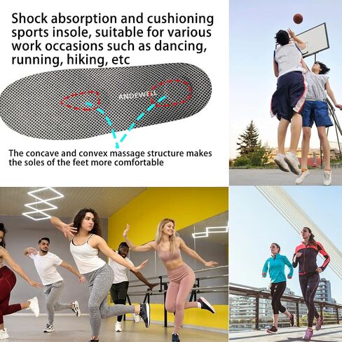 نعال داخلية للرجال والنساء تدعم امتصاص الصدمات، حشوات رياضية مريحة، نعال داخلية للأحذية للجري، والمشي، والمشي لمسافات طويلة، وحذاء حذاء العمل (M(men9-10.5، women10-11.5)، أسود) in Saudi Arabia