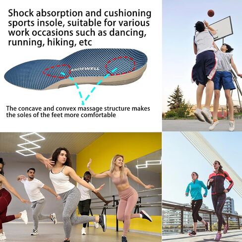 Insoles Men Women Support Shock Absorption Cushioning Sports Comfort Inserts, Shoe Inner Soles for Running,Walking,Hiking,Working Boot Shoe (XS(men4.5-6,women5.5-7.5), Black) in Saudi Arabia