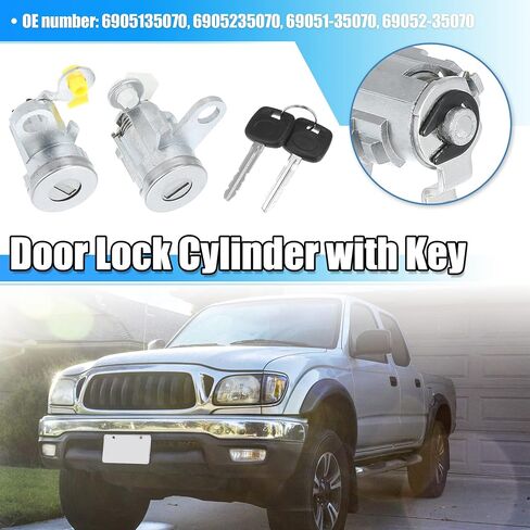 X AUTOHAUX 1 Pair Door Lock Cylinder Set Kit with 2 Keys for Toyota Tacoma 1995-2004 DL-107 DL108R Front Driver and Passenger Side Door Lock Set Tumbler with Key 6905135070 6905235070 LH RH in Saudi Arabia