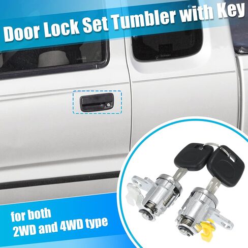 X AUTOHAUX 1 Pair Door Lock Cylinder Set Kit with 2 Keys for Toyota Tacoma 1995-2004 DL-107 DL108R Front Driver and Passenger Side Door Lock Set Tumbler with Key 6905135070 6905235070 LH RH in Saudi Arabia