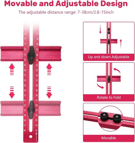 3 in 1 Router Milling Groove Bracket, Adjustable Cabinet Hardware Doweling Jig Cabinet Template Tool, Self Centering Punch Locator Precise, Woodworking Drilling Hole Set Power Tool Accessory Jigs in Kuwait