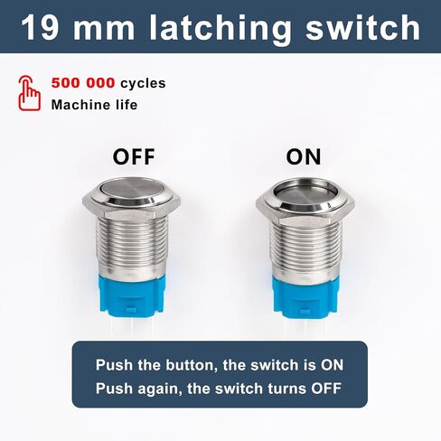 3 Pcs Momentary Push Button Switch, 12mm ON Off 3A 12V/24/125V/250V, Waterproof Metal Pushbutton（High Head） in Saudi Arabia