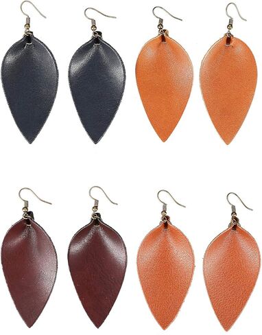 ASHMITA Leather Teardrop/Leaf Earrings for Women Girls Dangle Petal Earring Set in Saudi Arabia