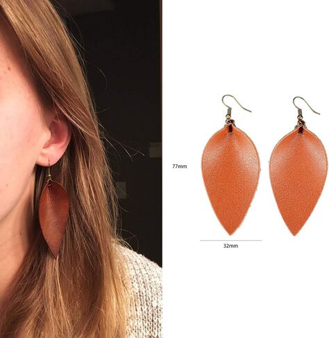 ASHMITA Leather Teardrop/Leaf Earrings for Women Girls Dangle Petal Earring Set in Saudi Arabia