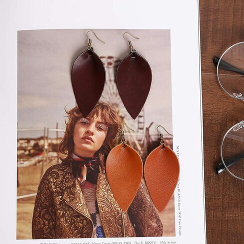 ASHMITA Leather Teardrop/Leaf Earrings for Women Girls Dangle Petal Earring Set in Saudi Arabia