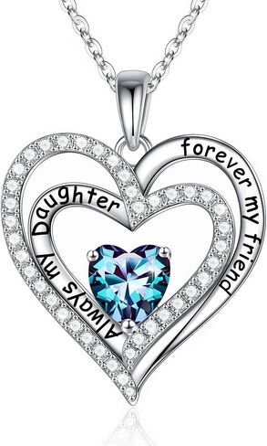Iefil Daughter Gifts Birthstone Necklaces for Girls, 925 Sterling Silver Birthstone Jewelry Necklaces for Daughter Mothers Valentines Day Christmas Birthday Gifts for Daughter from Mom in Saudi Arabia