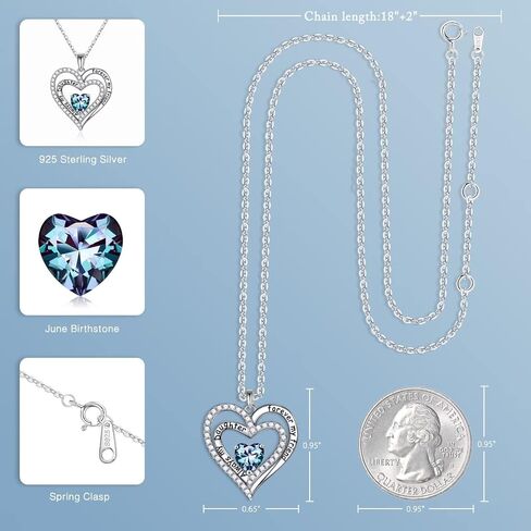 Iefil Daughter Gifts Birthstone Necklaces for Girls, 925 Sterling Silver Birthstone Jewelry Necklaces for Daughter Mothers Valentines Day Christmas Birthday Gifts for Daughter from Mom in Saudi Arabia