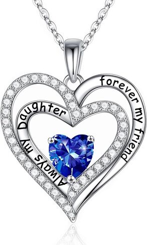 Iefil Daughter Gifts Birthstone Necklaces for Girls, 925 Sterling Silver Birthstone Jewelry Necklaces for Daughter Mothers Valentines Day Christmas Birthday Gifts for Daughter from Mom in Saudi Arabia