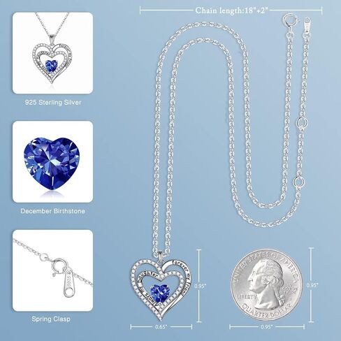 Iefil Daughter Gifts Birthstone Necklaces for Girls, 925 Sterling Silver Birthstone Jewelry Necklaces for Daughter Mothers Valentines Day Christmas Birthday Gifts for Daughter from Mom in Saudi Arabia