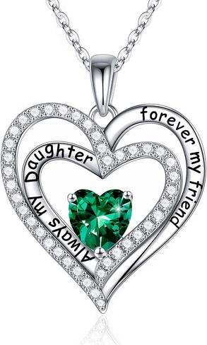 Iefil Daughter Gifts Birthstone Necklaces for Girls, 925 Sterling Silver Birthstone Jewelry Necklaces for Daughter Mothers Valentines Day Christmas Birthday Gifts for Daughter from Mom in Saudi Arabia