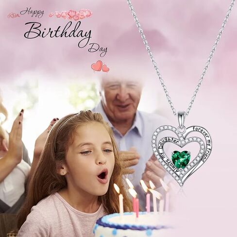 Iefil Daughter Gifts Birthstone Necklaces for Girls, 925 Sterling Silver Birthstone Jewelry Necklaces for Daughter Mothers Valentines Day Christmas Birthday Gifts for Daughter from Mom in Saudi Arabia