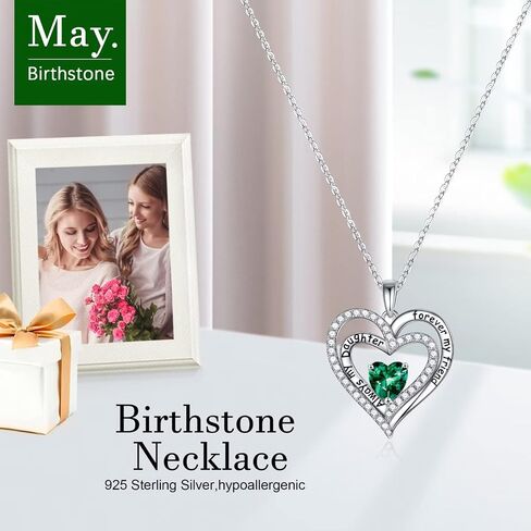Iefil Daughter Gifts Birthstone Necklaces for Girls, 925 Sterling Silver Birthstone Jewelry Necklaces for Daughter Mothers Valentines Day Christmas Birthday Gifts for Daughter from Mom in Saudi Arabia