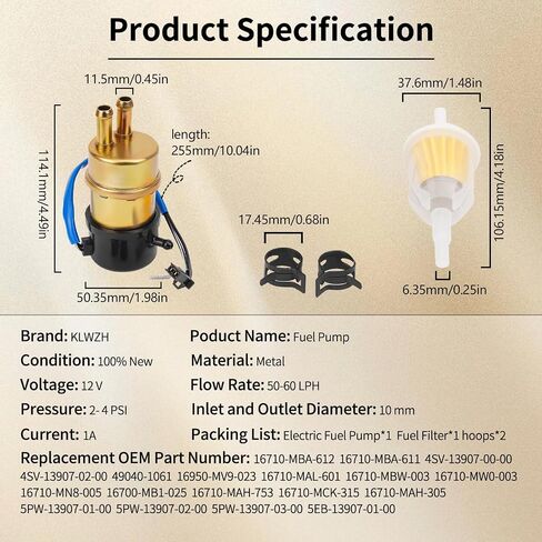 Electric Fuel Pum for Yamaha Road Star XV1600 1700 XVZ1300/Royal Star XVZ1300/V Star XVS 1100 650 /Virago 1000 XV1000 XV 535/Vmax 1200/Honda Goldwing GL1200 Shadow 700 750/Magna/Suzuki Intruder in Saudi Arabia