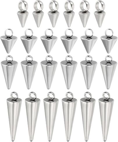 PATIKIL Cone Charm، 80pcs Cone سوار سحر المعلقات الصغيرة السائبة الفولاذ المقاوم للصدأ 3D المسامير الطويلة العصي لصنع المجوهرات والأقراط الأساور in Saudi Arabia