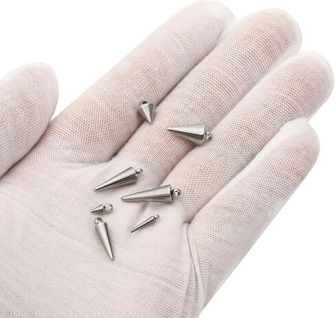 PATIKIL Cone Charm، 80pcs Cone سوار سحر المعلقات الصغيرة السائبة الفولاذ المقاوم للصدأ 3D المسامير الطويلة العصي لصنع المجوهرات والأقراط الأساور in Saudi Arabia