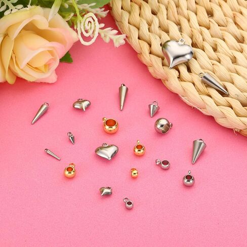 PATIKIL Cone Charm، 80pcs Cone سوار سحر المعلقات الصغيرة السائبة الفولاذ المقاوم للصدأ 3D المسامير الطويلة العصي لصنع المجوهرات والأقراط الأساور in Saudi Arabia