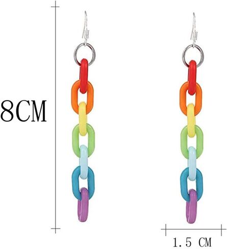 Chain Earrings Rainbow Resin Acrylic Earrings Cool Weird Transparent Color Earrings for Women Girls in Kuwait